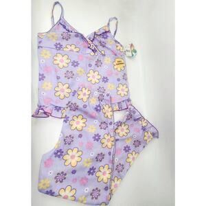 My Michelle Sleepwear 2pc Pajama Set Girls 14 Purple Floral Ruffle Tank Pants